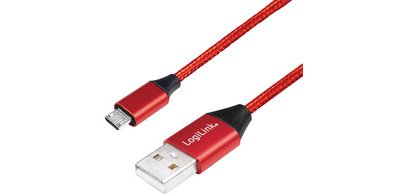 Câble USB 2.0, USB-A - Micro USB, 0,3 m, rouge