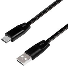 Câble USB 2.0 avec règle, USB-A - USB-C mâle, noir