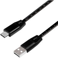 Câble USB 2.0 avec règle, USB-A - USB-C mâle, noir