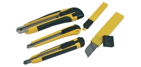 Kit de cutters, 3 pièces, noir / jaune