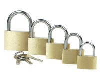 Brass padlock with key, 20 mm