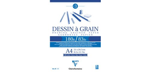 Dessin à Grain bloc collé 40F A4 125g