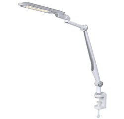 Lampe de bureau à LED Multiflex, pince & socle, argent