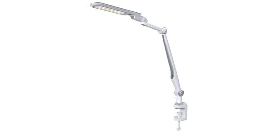 Lampe de bureau à LED Multiflex, pince & socle, argent