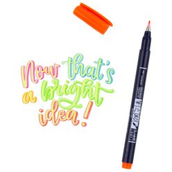 Tombow Stylo de calligraphie Fudenosuke fluo, kit de 6