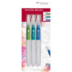 De_pincel tombow water brush con deposito rellenable blister de 3 unidades punta fina/media/plana