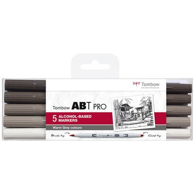 Tombow Marqueur ABT PRO, kit de 5, Warm Grey Colors