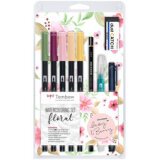 De_set watercoloring tombow set floral 9 piezas