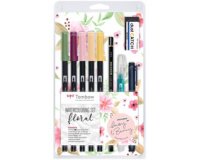 En_set watercoloring tombow floral 9 piezas