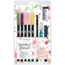 De_set watercoloring tombow set floral 9 piezas