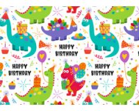 Papier cadeau 'Birthday Dinos', sur rouleau
