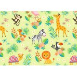 Papier cadeau 'Cute animals vert', sur rouleau