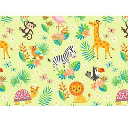 Papier cadeau 'Cute animals vert', sur rouleau