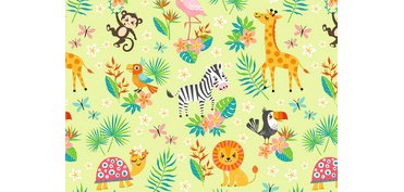 Papier cadeau 'Cute animals vert', sur rouleau