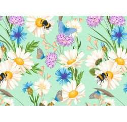 Papier cadeau 'Pré fleuri', sur rouleau