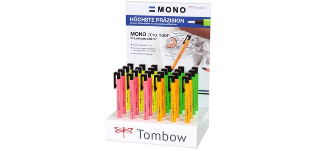 Tombow Stylo-gomme 'MONO zero' fluo, présentoir de 24
