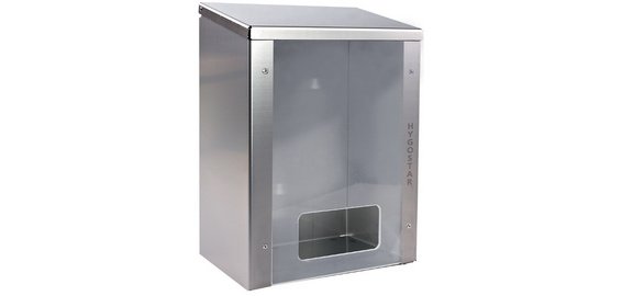 Distributeur acier inox, fenêtre plexi, argent