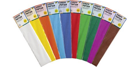 Papier crépon, 500 mm x 2,5 m, 32 g/m2, assorti