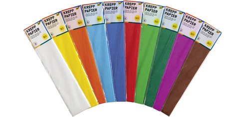 Papier crépon, 500 mm x 2,5 m, 32 g/m2, assorti
