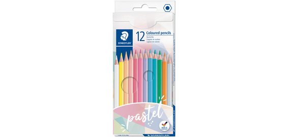Crayons de couleur pastel, étui carton de 12