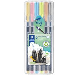 Staedtler fineliner Triplus, opstelbare box met 6 pastelkleuren