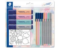 Schrijfkit pastel met 50 stickers om in te kleuren