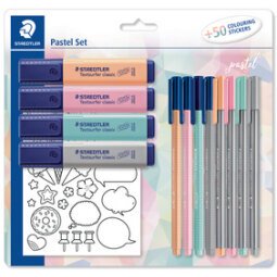 Set d'écriture pastel, avec 50 gommettes à colorer