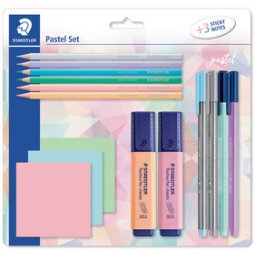 Set d'écriture pastel, avec 3 bloc-notes adhésifs