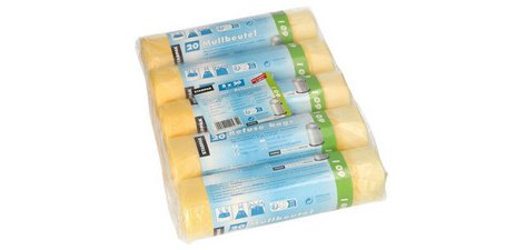 Sac poubelle HDPE à liens coulissants, 60 litres