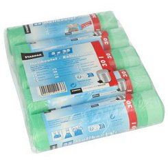 Sac poubelle HDPE à liens coulissants, 30 litres