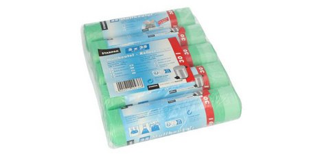 HDPE trash bag with drawstring ties, 30 liters