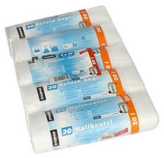 Sac poubelle HDPE à liens coulissants, 20 litres