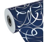 Prem.80g, 50x0,70m Arabesq argt fd bleu - Bleu