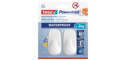 Powerstrips Zelfklevende haak WATERPROOF Large, plastic, wit