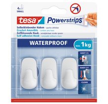 Powerstrips Zelfklevende haak WATERPROOF Small, plastic, wit