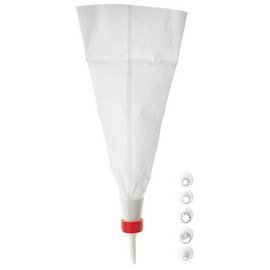 Set van spuitzakken, wit, 5 spuitmondjes