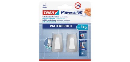 Powerstrips Haken WASSERFEST Klein, Metall/Kunststoff