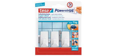 Haakje Powerstrips, small, rechthoekig, wit