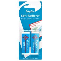 Gomme en plastique PLAST SOFT, carte blister de 2