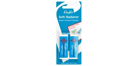 Gomme en plastique PLAST SOFT, carte blister de 2