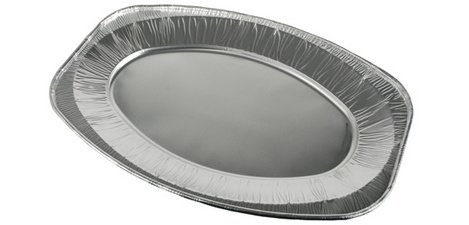 Oval aluminum serving platter, 430 x 290 mm