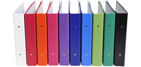 Ordner harde omslag polypropyleen schoolformaat 2 ringen 30mm - 230x215mm - Geassorteerd