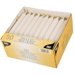 Bougie de table, 21 mm, pack de 50 , blanc