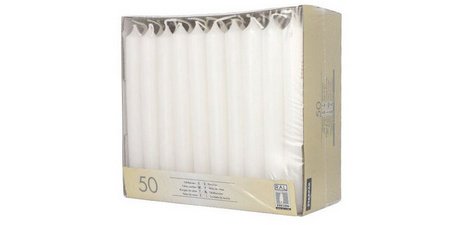 Bougie de table, 21 mm, pack de 50 , blanc