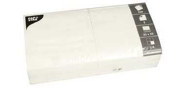 Serviettes, 330 x 330 mm, 2 plis, blanc