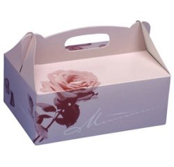 Boîte carton à gâteau avec poignée, 200 x 130 x 90mm