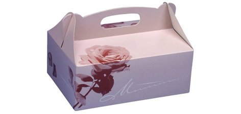 Boîte carton à gâteau avec poignée, 200 x 130 x 90mm