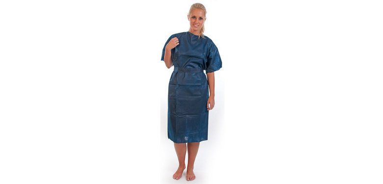 Blouse de patient en PP, 50 g/m2, bleu