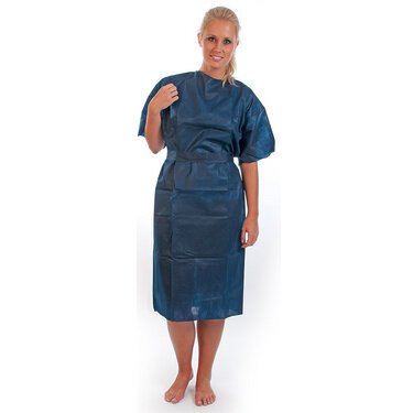 Blouse de patient en PP, 50 g/m2, bleu