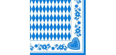 Serviette à motif 'Bleu bavarois', 330 x 330 mm